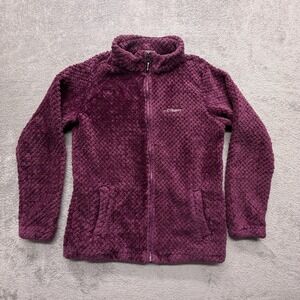 Columbia Fleece Jacket Youth XL Purple Textured Full Zip Cozy Pockets‎ Warm
